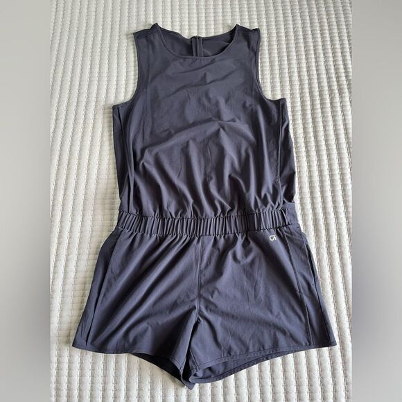 GAP GapFit Sleeveless Romper w Pockets Mesh Details Navy Blue Size Medium Comfy! - Picture 4 of 12